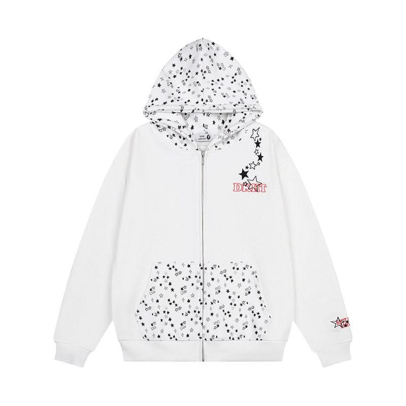 hooded zip-up hoodie loose fit long sleeve jacket style streetwear