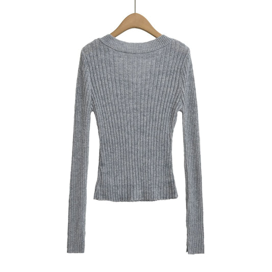 V-neck long sleeved elastic slim fit headband top