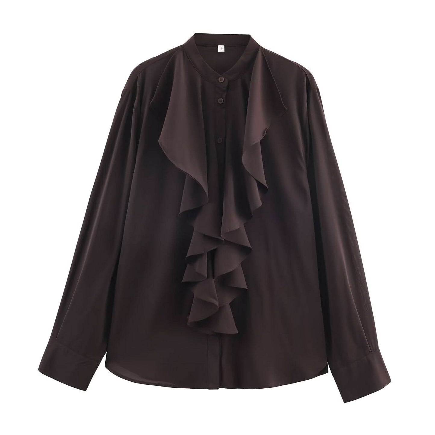Hanging ruffle collar long sleeved shirt top