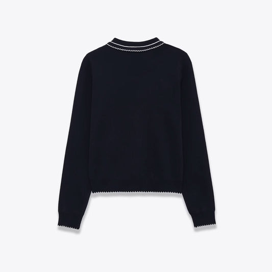Color blocking stitching long sleeved knitted fabric
