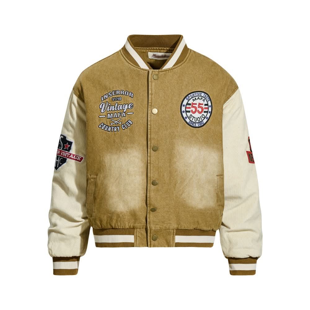 Baseballjacke aus gewaschenem Denim