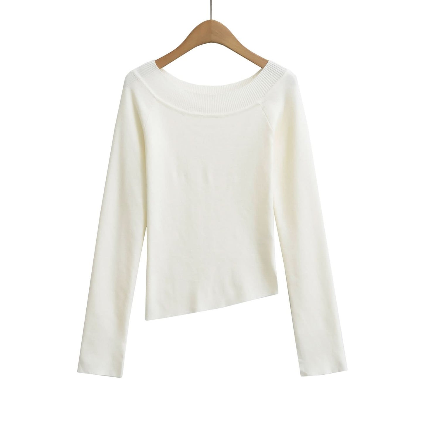 One neck slanted shoulder, off shoulder elastic slim fit top