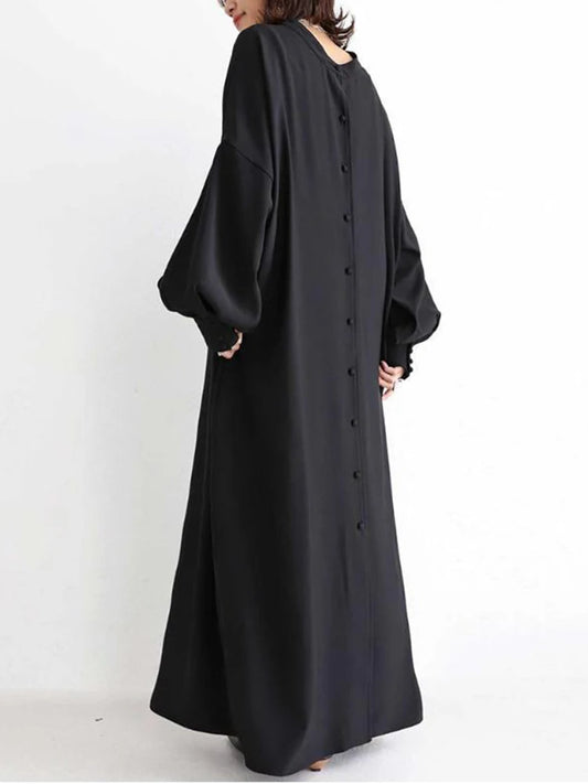 Lantern Sleeve Single Breasted Dress For Women Elegant Fashion Temperament Dresses Vestido Autumn Winter New