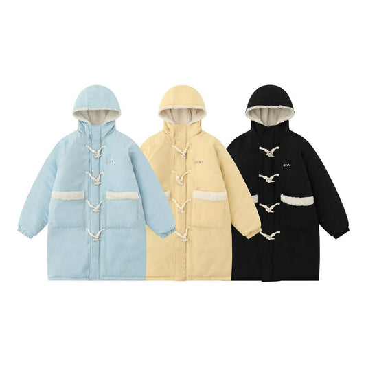 Long knee length hooded cotton jacket