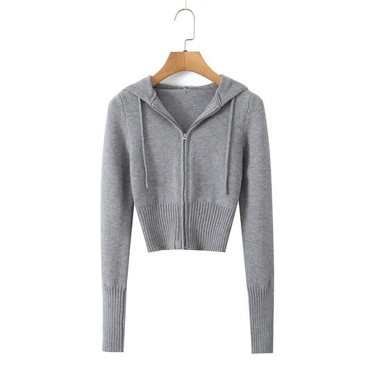 Kurzer Kapuzenpullover im Slim-Fit-Stil mit Kordelzug
