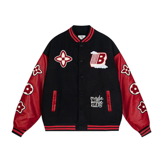 Color blocked patchwork baseball jersey