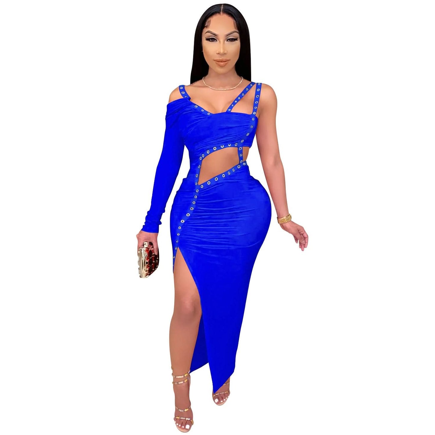 Sexy Irregular Cut-Out Club Dress for Women Long Dress