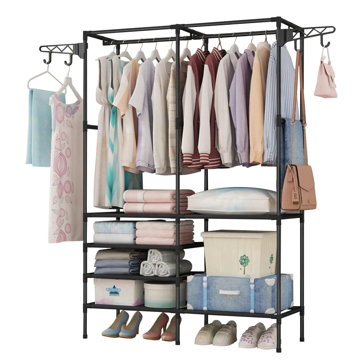 Rack Shoe Rack Arara Portable Wardrobe Multifunctional Shoe Multipurpose Large Dismountable Shoe Organizer (Black)