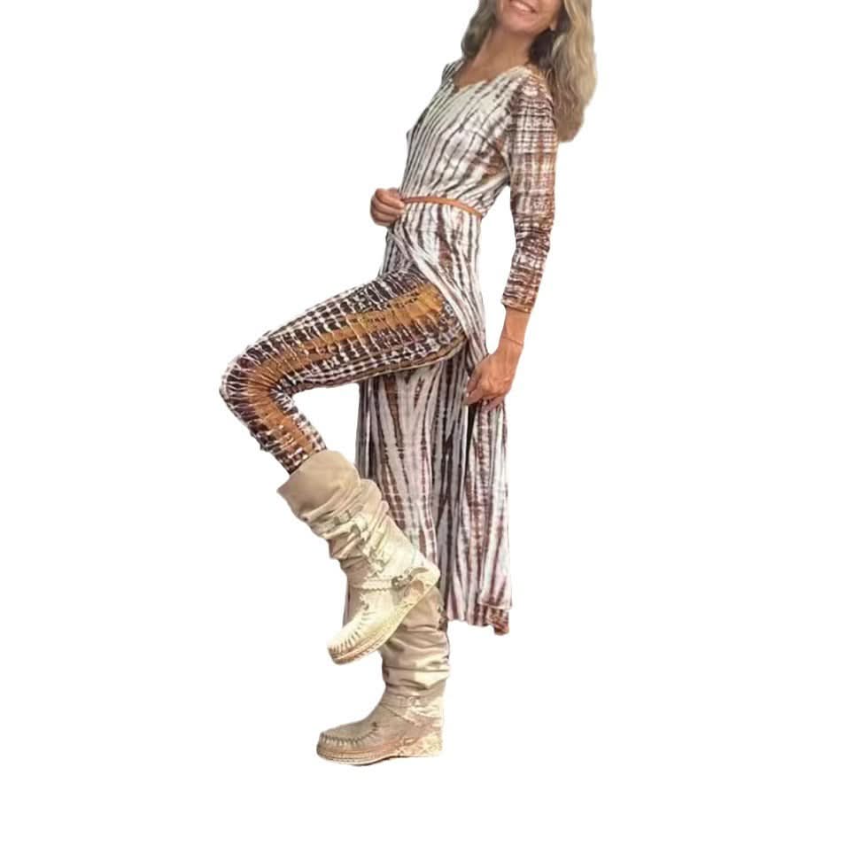 Printed Long Pants with Burnout Pattern, Slim Fit, Fashion Style Long Trousers
