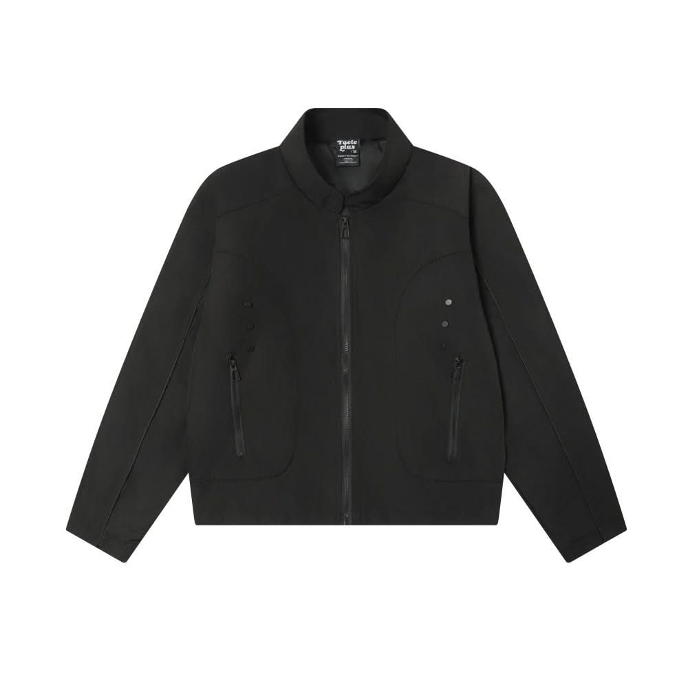 Einfarbige Arbeitsjacke mit Stehkragen und Reißverschluss