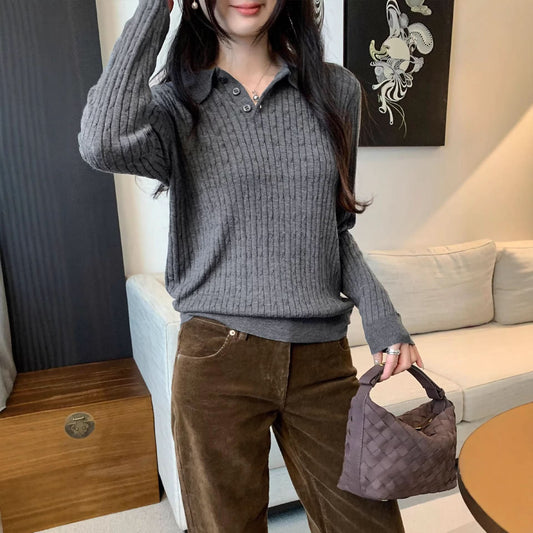 Hochgeschlossener Strickpullover für Damen, Slim Fit, Langarm