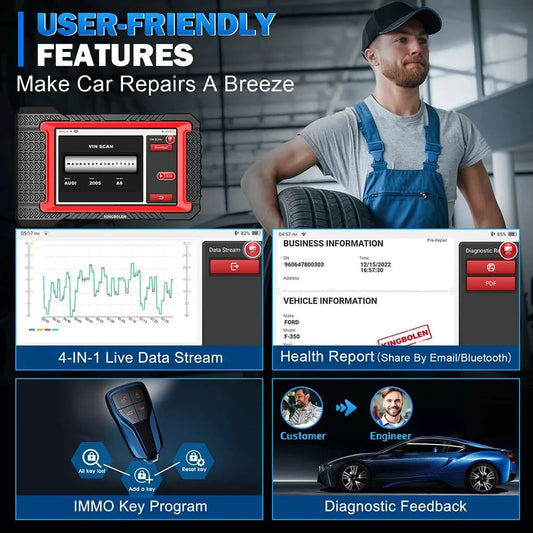 USA EU Warehouse 2026 Kingbolen K7 Full System Car Diagnostic Tool 12V Vehicle OBD2 Scanner Auto ECU Coding Machine 31 Resets