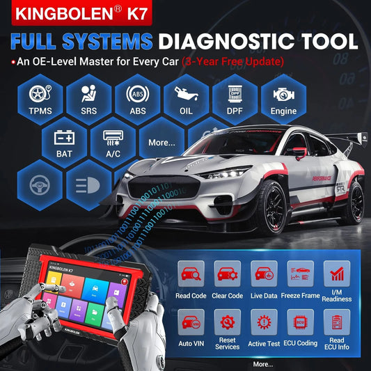 USA EU Lager Kingbolen K7 Automobil-Scanner Auto-Diagnosegerät OBD2 Scan-Tool ECU-Codierungsmaschine mit 28 Resets