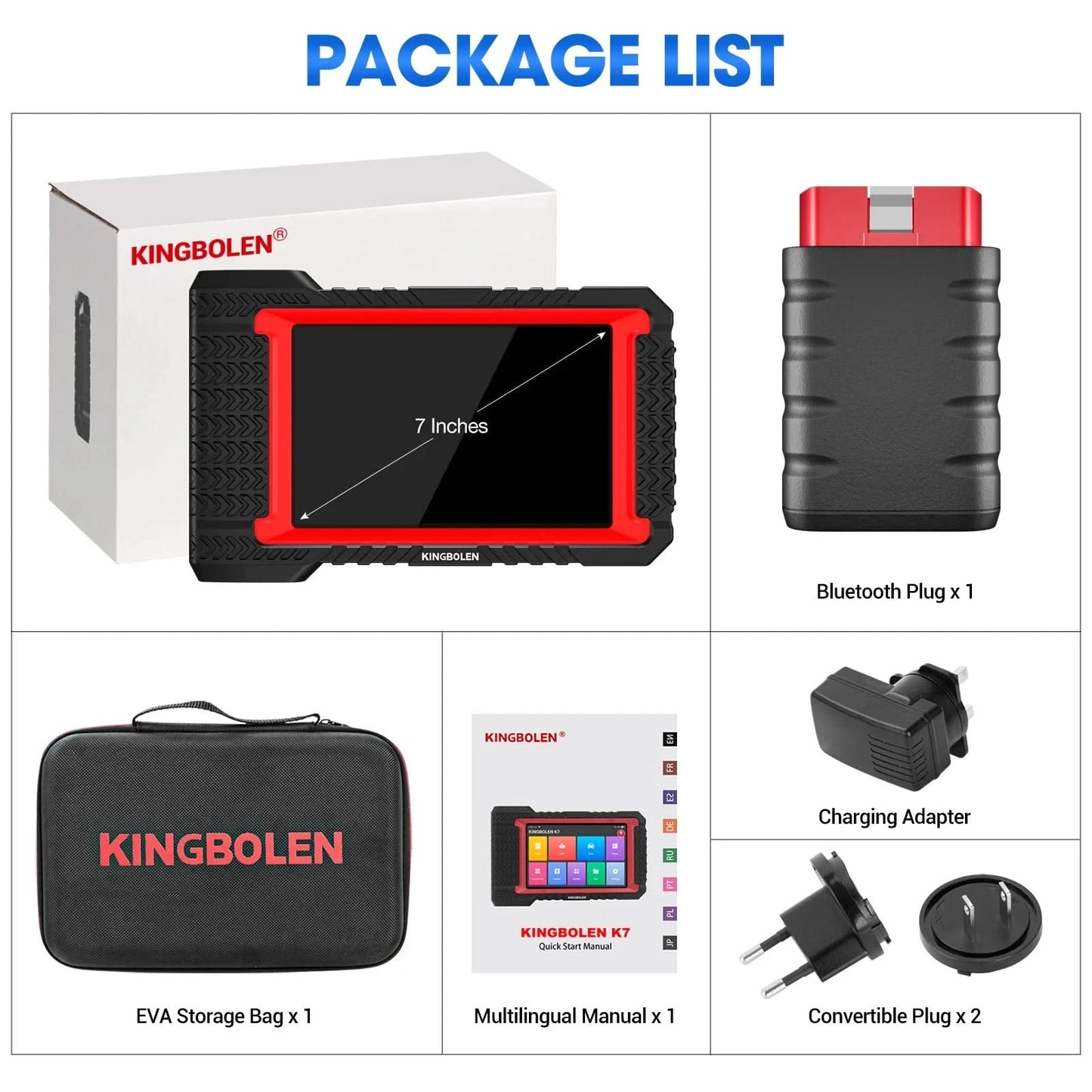 USA EU Warehouse Kingbolen K7 Automotive Scanner Escaner Automotriz OBD2 Scan Tool ECU Coding Machine With 28 Resets