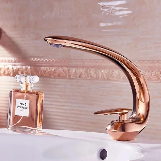 Rose Gold Waschtischarmatur Modernes Badwaschbecken Mischbatterie Messing Waschbeckenarmatur Einhebel Einloch Wasserhahn für Badezimmer