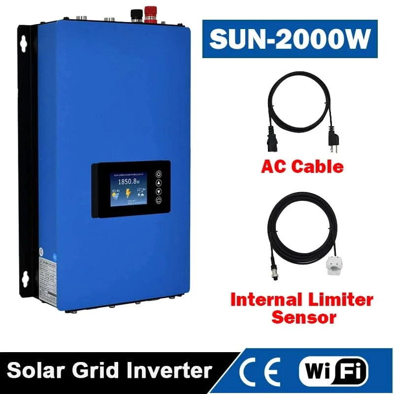 Y&H 2000W Solar Grid Micro Inverter Battery Discharge Power Mode With Limiter Sensor PV DC 45-90V AC 220V MPPT Solar Converter