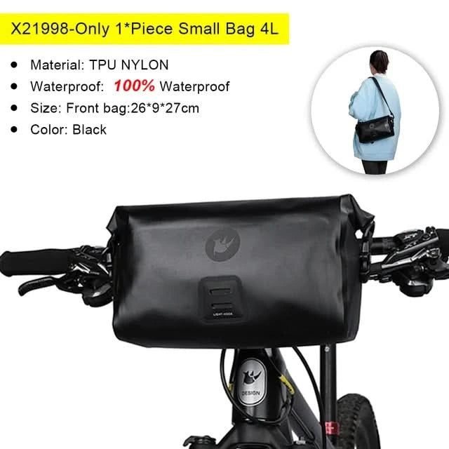 Rhinowalk Bicycle Bag Handlebar Bag Waterproof Front Tube Cycling Bag MTB Multifunction Portable 12L MTB Road Handlebar Bag
