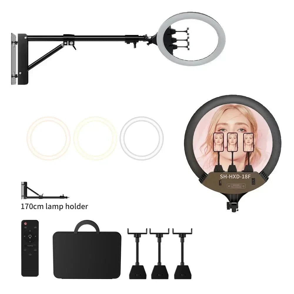 SH 18 Inch Knob Ring Light LED Selfie Video Lamp With Tripod Stand Phone Clip For YouTube Live Lighting Photo Photography Studio