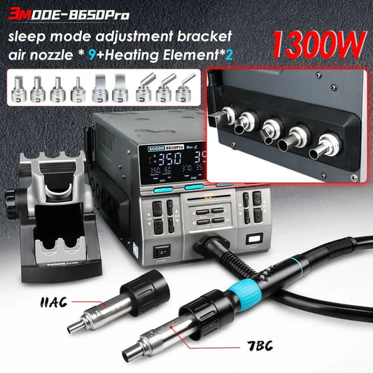 SUGON 8650pro 1300W Heißluft-Nacharbeitsstation 3-Modus Digitalanzeige Intelligente BGA-Nacharbeitsstation für BGA-Leiterplattenchip-Reparaturwerkzeug