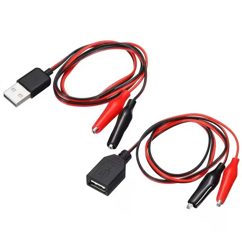 2pcs USB to Alligator Clip Adapter Cable Male Female USB to Alligator Clip Probe USB Cables with Alligator Clip for Circuit Test