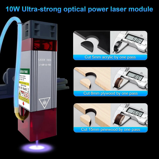 LASER TREE Laser Modul 10W/20W/30W/40W Optische Leistung mit Air Assist Laserkopf TTL Blaues Licht für Gravierer Schneidholzwerkzeuge