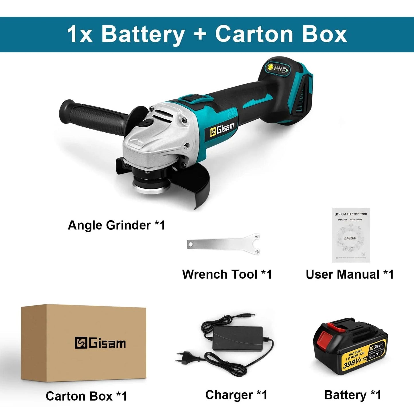 Gisam 125mm M14 Brushless Angle Grinder Cutting Machine Cordless Electric Angle Grinder Power Tools for Makita 18V Battery Pins