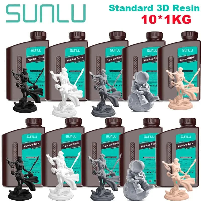 SUNLU 10KG Standard / Water-Wash 3D Resin 405nm UV Resin For most SLA/DLP/LCD 3D Printer Material UV Sensitive 1kg