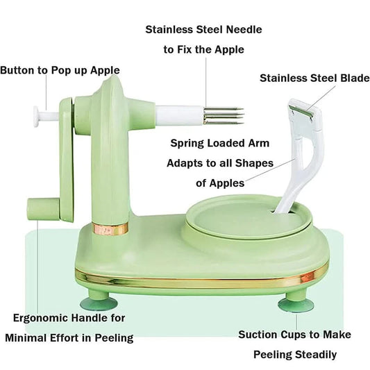 LMETJMA Multi-Function Apple Peeler Rotary Apple Pear Peeler Stainless Steel Apple Mango Potato Peeler with Suction Base JT185