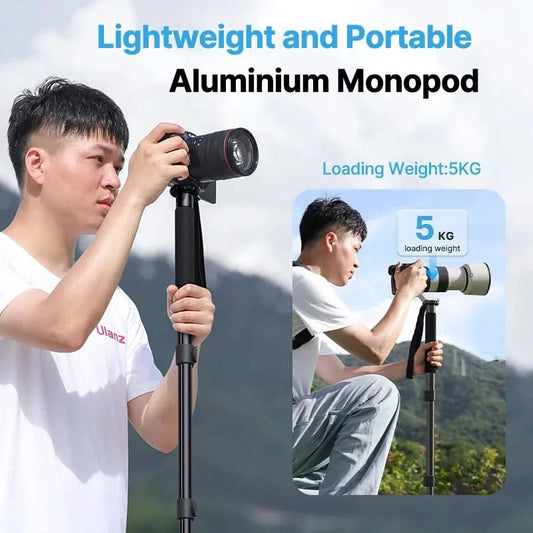 Ulanzi Lightweight Monopod Aluminium DSLR Camera Tripod for 1/4''3/8'' Hiking Travel Selfie Stick Max 155cm Extend 5KG Load