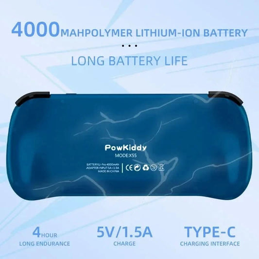 80000Games 512G POWKIDDY X55 5.5INCH IPS Screen RK3566 Handheld Game Console Linux Open-Source Retro Console HD Gifts