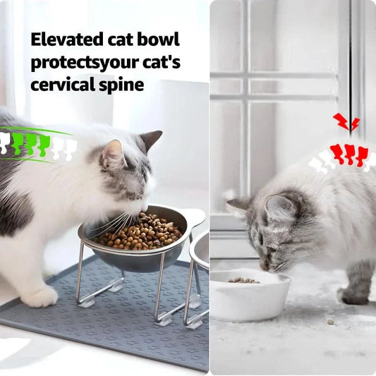 304er Edelstahl-Futternapf für Katzen mit 15° erhöhtem Design.