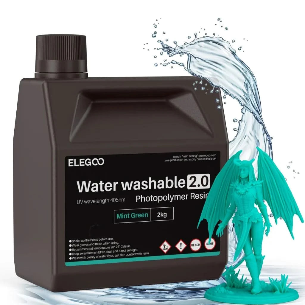 ELEGOO Water Washable 3D Printer Resin LCD UV-Curing Resin 405nm Standard Photopolymer Resin for LCD 3D Printing 1000g 8 Colors