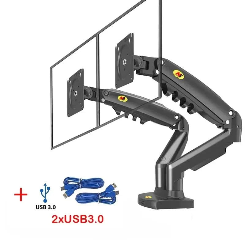 White Color Dual Arm Monitor Support 17-30 Inch Mount Bracket Holder Load 2-9 Kgs Each NB F160