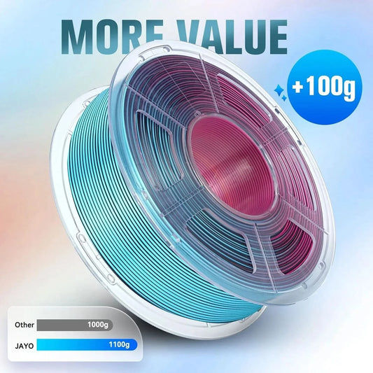 JAYO 3D Multicolor 4-Farben Seiden-PLA+-Filament-Bündel Seiden-PLA+-3D-Drucker-Filament 1,75 mm +/- 0,02 mm Glänzende Seidenstruktur 2 Rollen