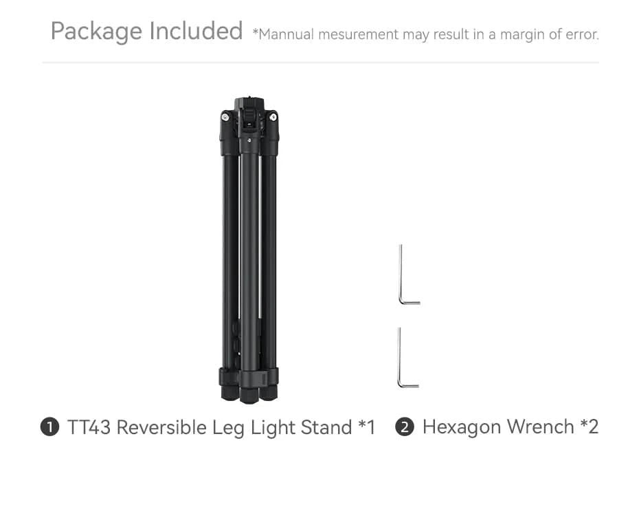 Ulanzi TT43 Reversible Leg Light Stand 1.9m Foldable Portable Light Stand Tripod for Max Load 3kg for DSLR Camera Smartphone