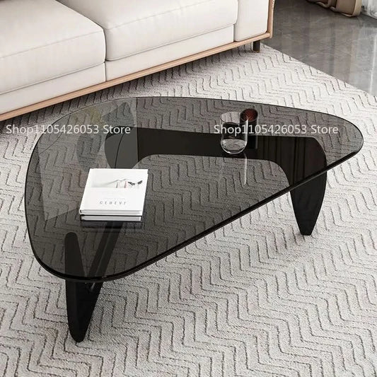 Modern simple creative round coffee table household small apartment living room tempered glass coffee table Internet celebrity