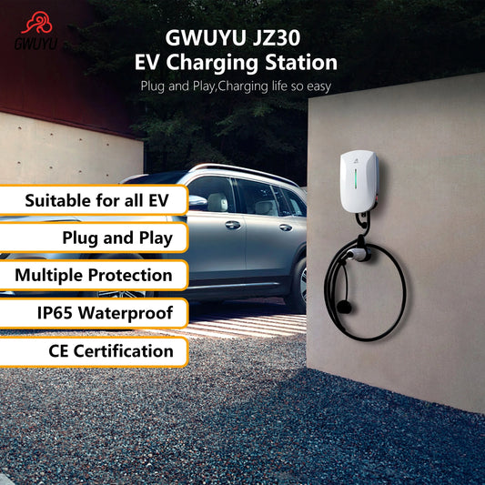 Wallbox EV Ladegerät 32A 7KW 16A 11KW 22KW 3-Phasen Elektrofahrzeug-Ladestation Typ2 IEC62196-2 Steckdose 5m Kabel Plug and Play
