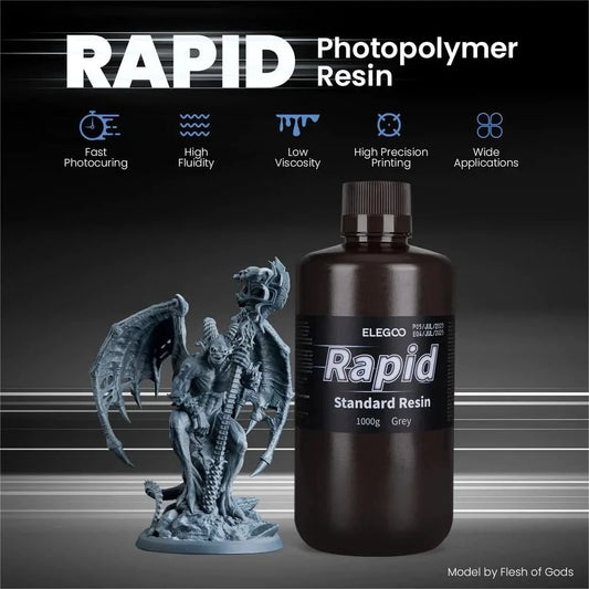 ELEGOO 3D-Drucker Rapid Resin LCD UV-härtendes Harz 405nm Standard Photopolymerharz für LCD-3D-Druck 1000g Grau