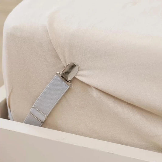 Bed Sheet Clips Adjustable Bed Sheet Holder Straps Set of 4 Elastic Fitted Bedding Clips Fasteners for Home Hotel