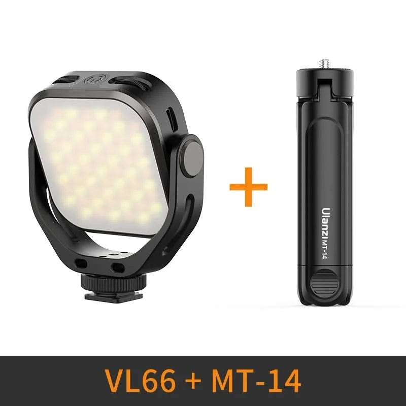 Ulanzi VIJIM VL66 3200k-6500k Vlog Fill Light 360° Rotatable LED Video Light Extend Cold Shoe 2000mAh Battery with Light Stand
