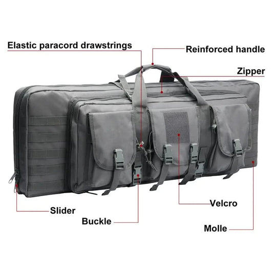 LQARMY 32 38 42 48 Zoll Taktische Doppelgewehrtasche Molle Gewehr-Tasche Scharfschützen Airsoft Gewehr-Tasche Rucksack Jagdwaffenholster