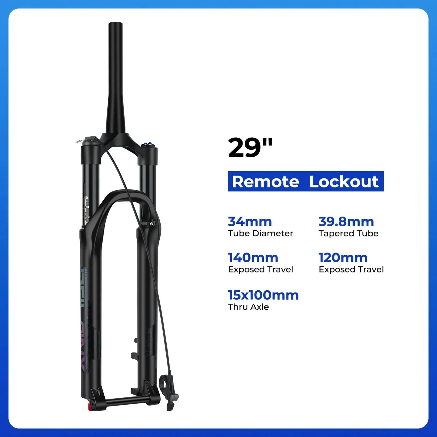 BOLANY 27.5/29inch Boost Bicycle Fork Thru Axle 100/110mm 34mm Tube Tapered Rebound Adjustment 120/140mm Travel Suspension Fork