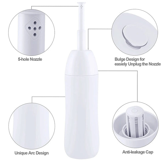 Tragbares Bidet – Reise-Handbidetflasche mit einziehbarer Sprühdüse zur Hygiene-Reinigung, Körperpflege, 400 ml, mit Tasche