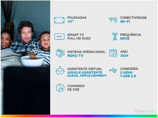 Smart TV 43" Full HD DLED AOC 43S5045/78G VA Wi-Fi 3 HDMI 1 USB