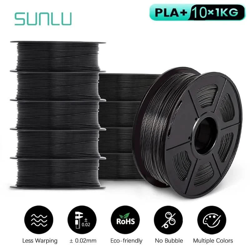 SUNLU 10KG 3D Filament PLA/PLA PLUS/PETG/Easy ABS Filamnet 1.75mm 10Roll 1KG Neatly Wound 3D Printer Filament for 3D Printer