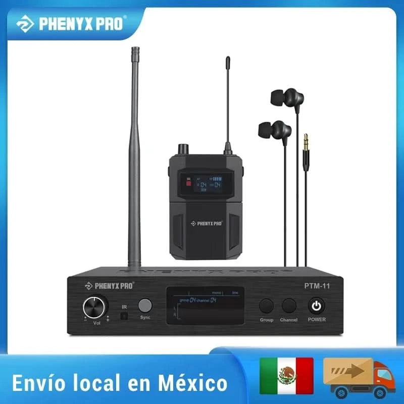 UHF Mono Wireless In-Ear Monitor System w/1 Loop Output,Separate Outputs Suitable for Band and Studio Phenyx Pro PTM-11