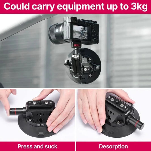 Ulanzi Car Phone Action Camera Holder Hand Pump 360° Suction Cup Adjustable Professional For GoPro for Insta360 for DJI Action