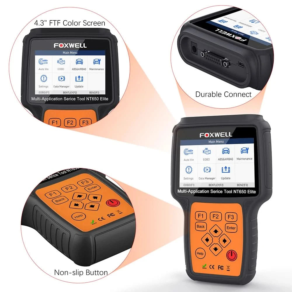 FOXWELL NT650 Elite Wireless OBD2 Automotive Scanner SAS A/F OIL EPB BRT TPS 26+ Reset Professional Auto Car Diagnostic Tool