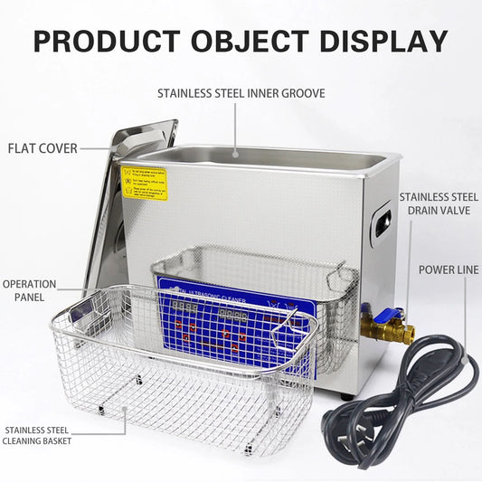 2/3/6/10L/30L Digital Heating Ultrasonic Cleaner 220V 40KHZ Stainless Steel Ultrasound Cleaning Machine Home Appliance