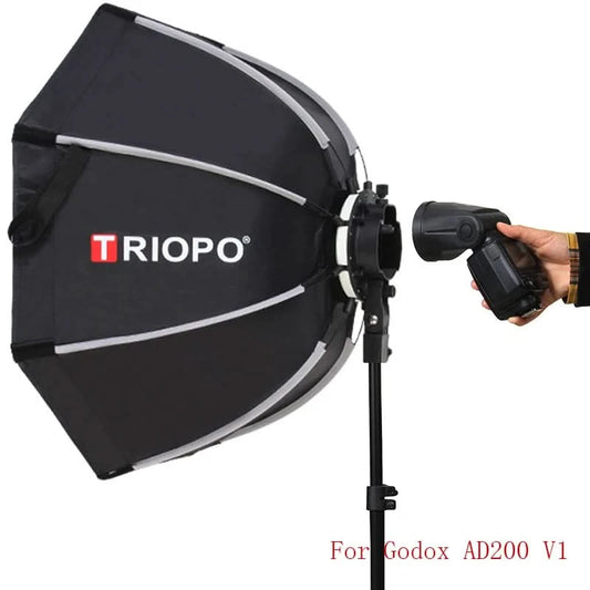 TRIOPO Softbox KX55CM KX 65CM 90CM Octagon Schirm-Leuchtbox für Godox AD200 V1 Speedlite Blitzlicht Fotostudio